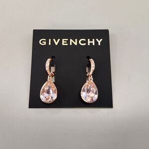 NWT Givenchy Gold-Tone/Pink Crystal Drop Errings